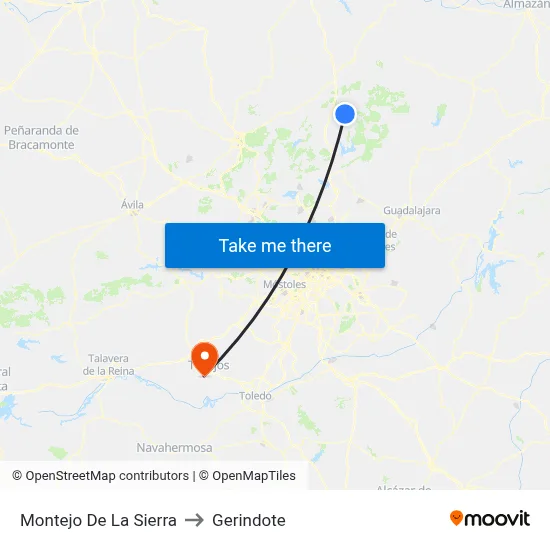 Montejo De La Sierra to Gerindote map