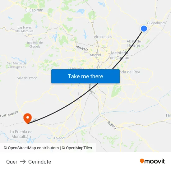 Quer to Gerindote map