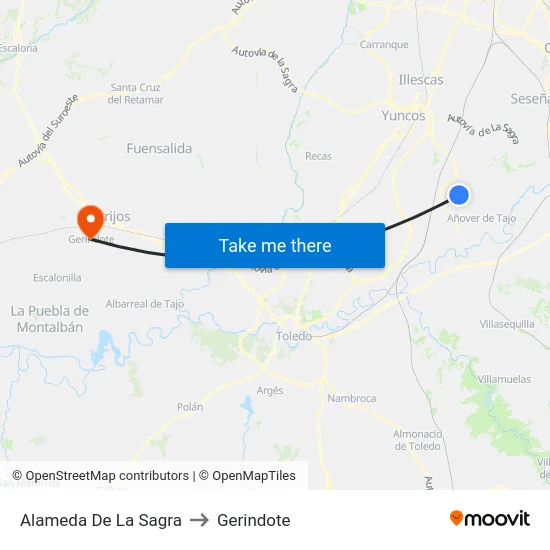Alameda De La Sagra to Gerindote map