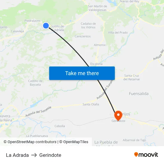 La Adrada to Gerindote map