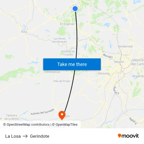 La Losa to Gerindote map