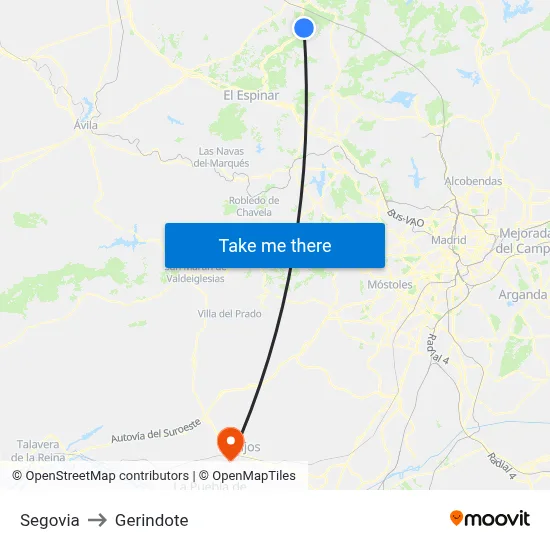 Segovia to Gerindote map