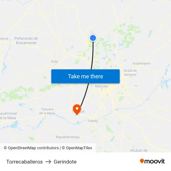 Torrecaballeros to Gerindote map