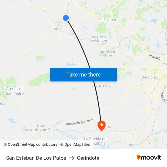 San Esteban De Los Patos to Gerindote map