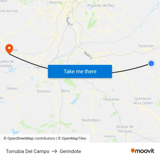 Torrubia Del Campo to Gerindote map