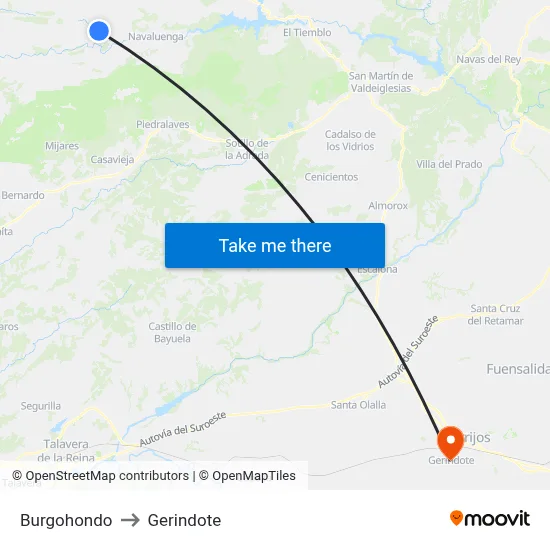 Burgohondo to Gerindote map