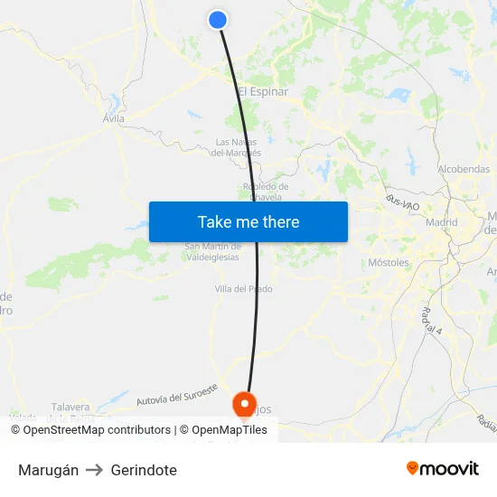 Marugán to Gerindote map