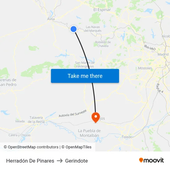Herradón De Pinares to Gerindote map