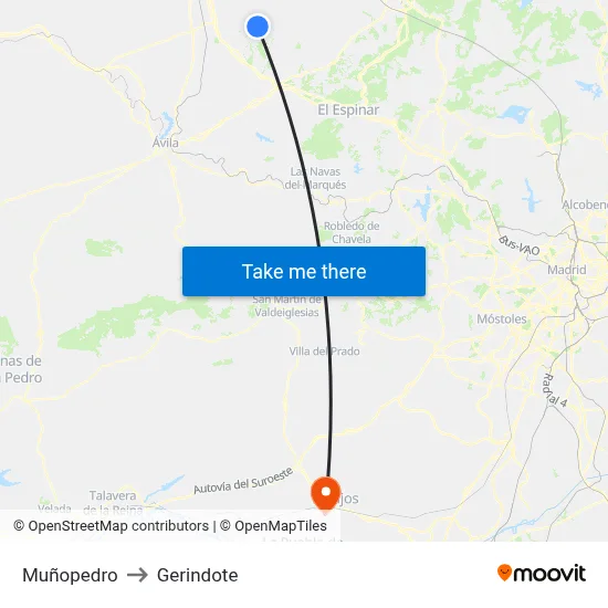 Muñopedro to Gerindote map
