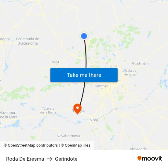 Roda De Eresma to Gerindote map