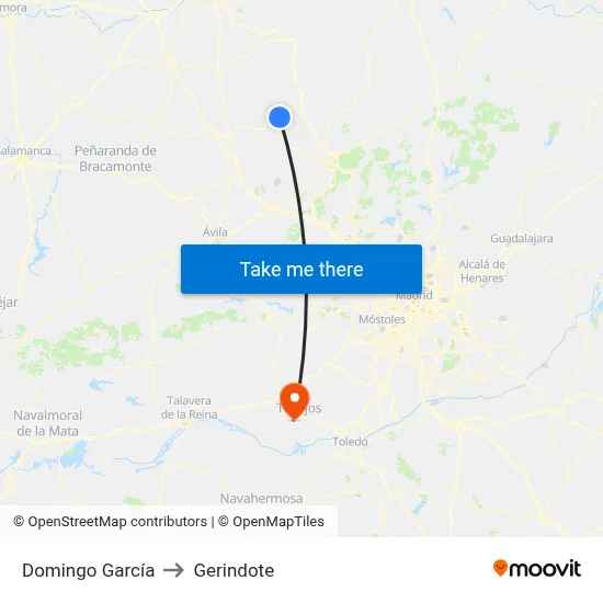 Domingo García to Gerindote map