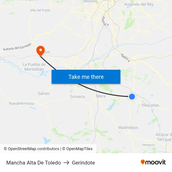 Mancha Alta De Toledo to Gerindote map