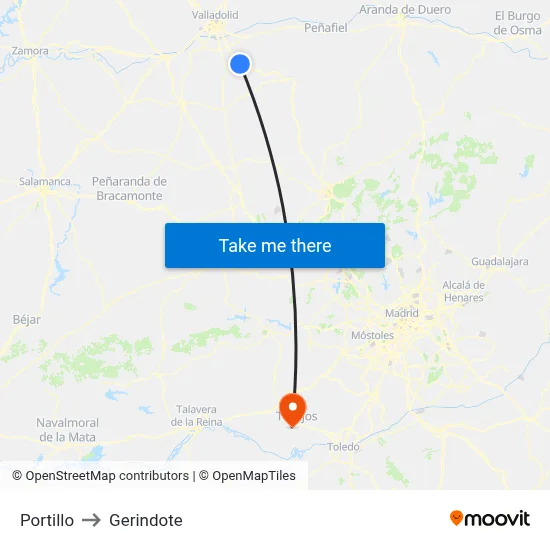 Portillo to Gerindote map
