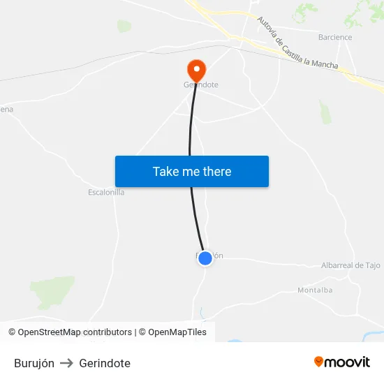 Burujón to Gerindote map