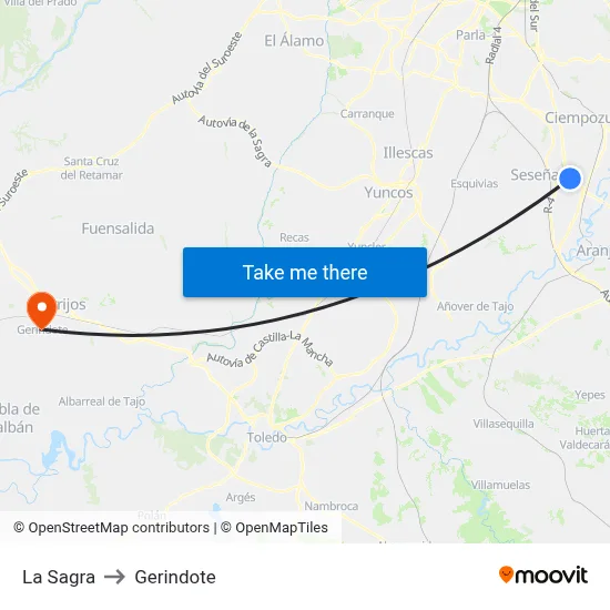 La Sagra to Gerindote map