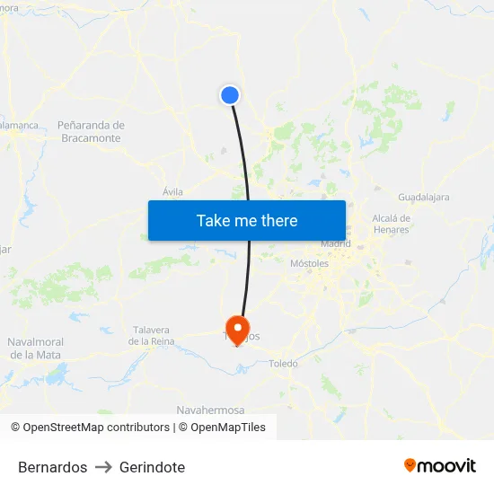 Bernardos to Gerindote map