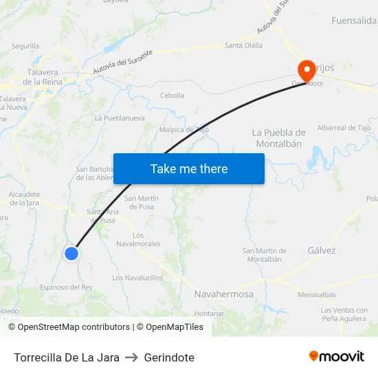Torrecilla De La Jara to Gerindote map
