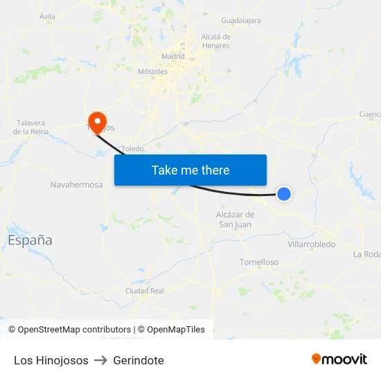 Los Hinojosos to Gerindote map