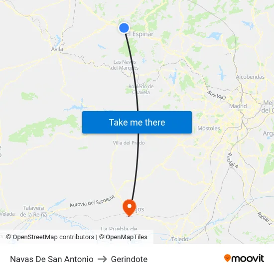Navas De San Antonio to Gerindote map