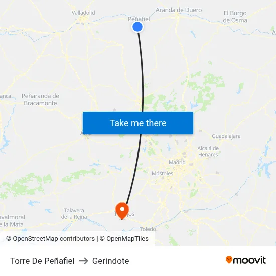 Torre De Peñafiel to Gerindote map