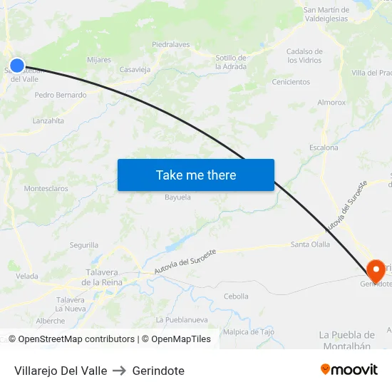 Villarejo Del Valle to Gerindote map