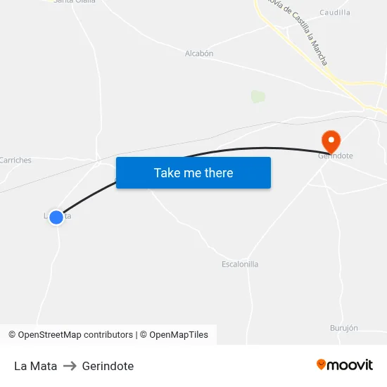 La Mata to Gerindote map