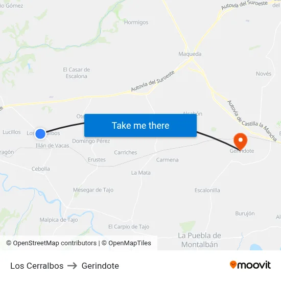 Los Cerralbos to Gerindote map