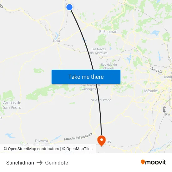 Sanchidrián to Gerindote map