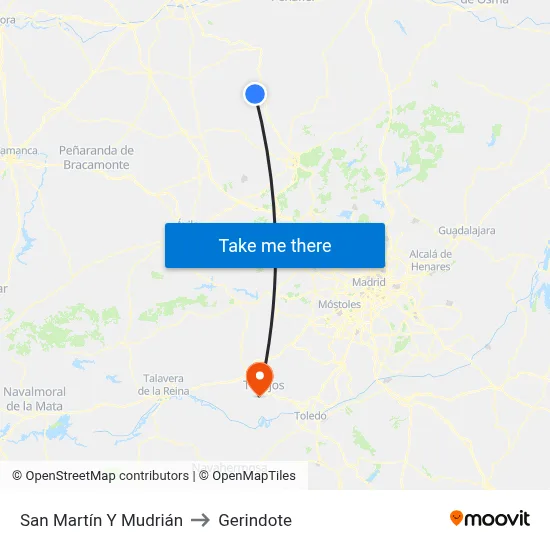 San Martín Y Mudrián to Gerindote map