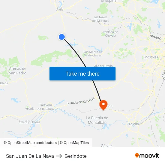 San Juan De La Nava to Gerindote map