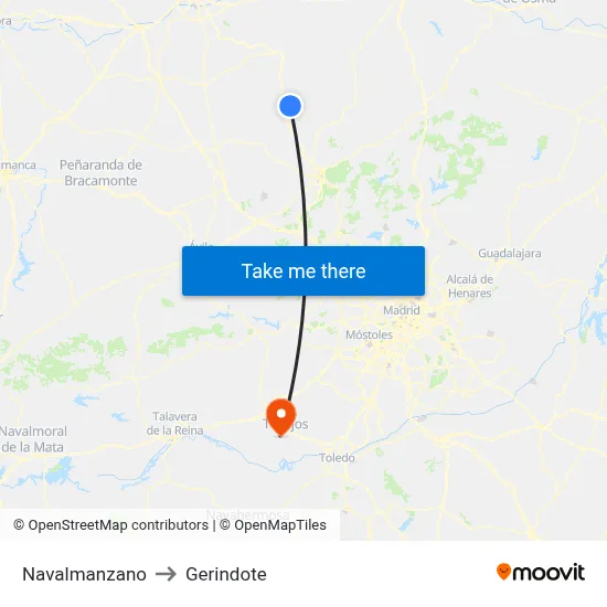 Navalmanzano to Gerindote map