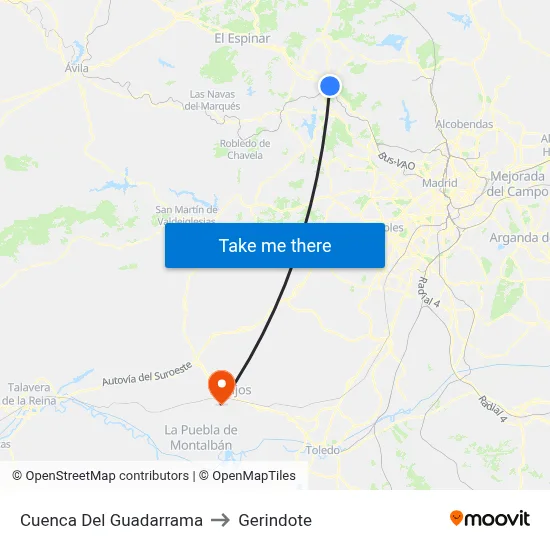 Cuenca Del Guadarrama to Gerindote map