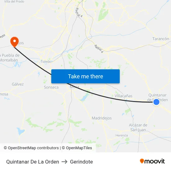Quintanar De La Orden to Gerindote map