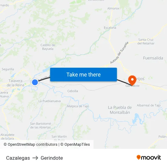Cazalegas to Gerindote map