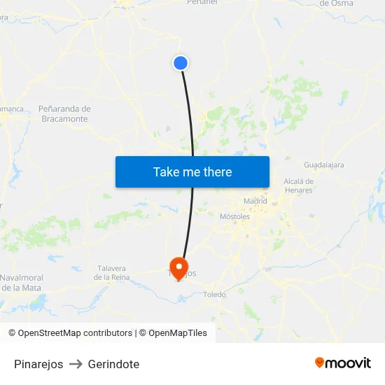 Pinarejos to Gerindote map