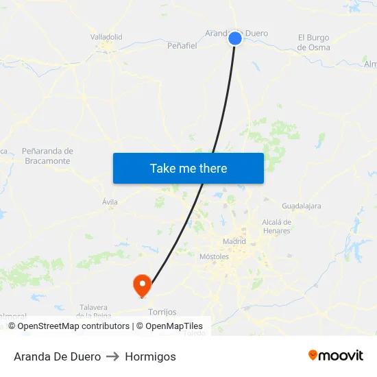 Aranda De Duero to Hormigos map