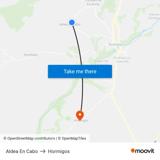 Aldea En Cabo to Hormigos map