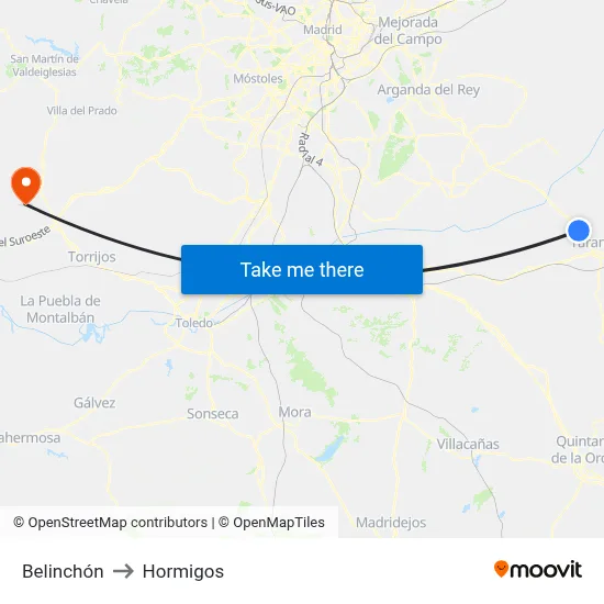 Belinchón to Hormigos map