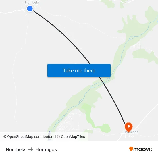 Nombela to Hormigos map