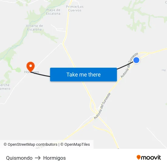Quismondo to Hormigos map