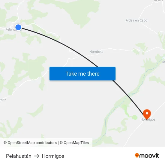 Pelahustán to Hormigos map