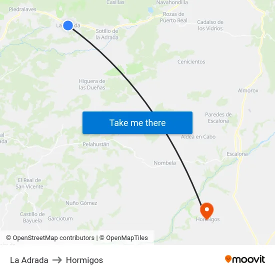 La Adrada to Hormigos map
