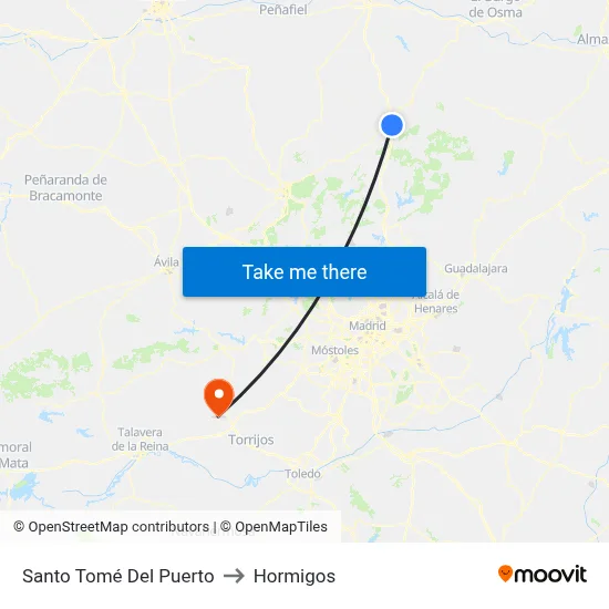 Santo Tomé Del Puerto to Hormigos map