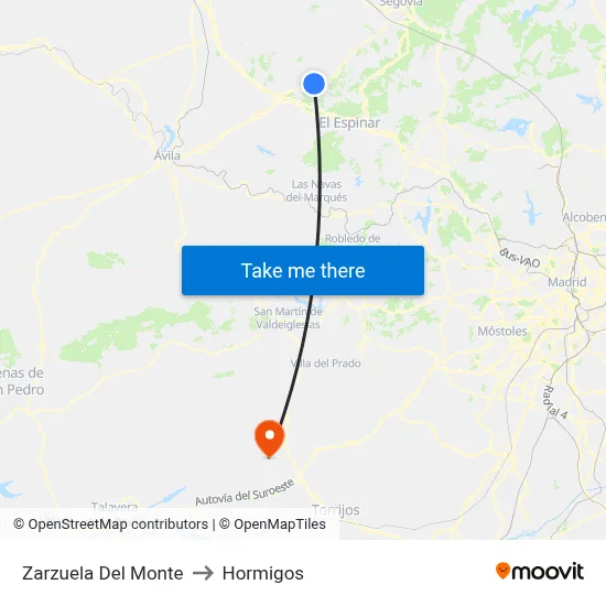 Zarzuela Del Monte to Hormigos map