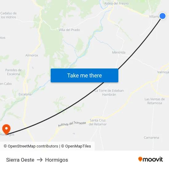 Sierra Oeste to Hormigos map