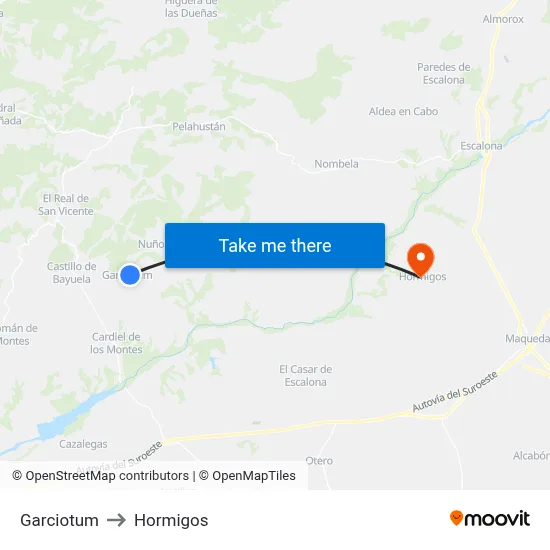 Garciotum to Hormigos map