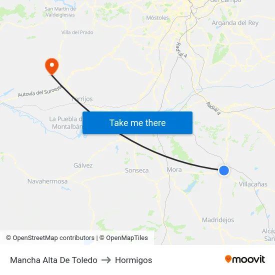 Mancha Alta De Toledo to Hormigos map