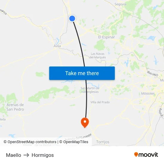 Maello to Hormigos map