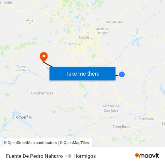 Fuente De Pedro Naharro to Hormigos map
