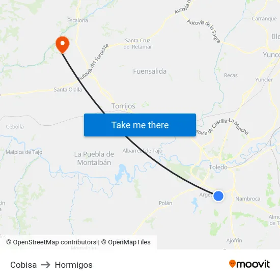 Cobisa to Hormigos map